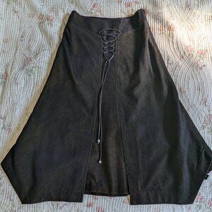 Hazel Black and Gold Corduroy Long Skirt - Sz S Small